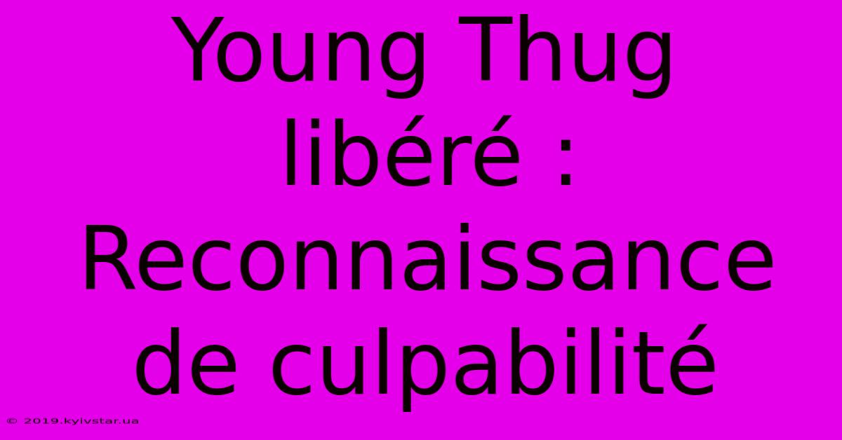 Young Thug Libéré : Reconnaissance De Culpabilité