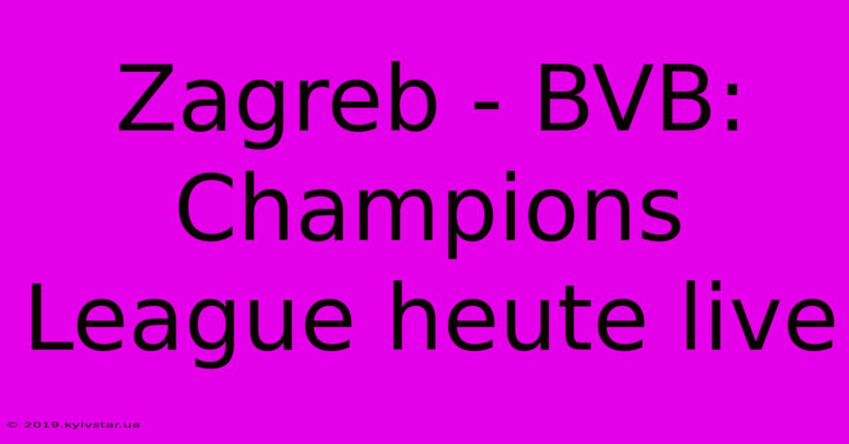 Zagreb - BVB: Champions League Heute Live