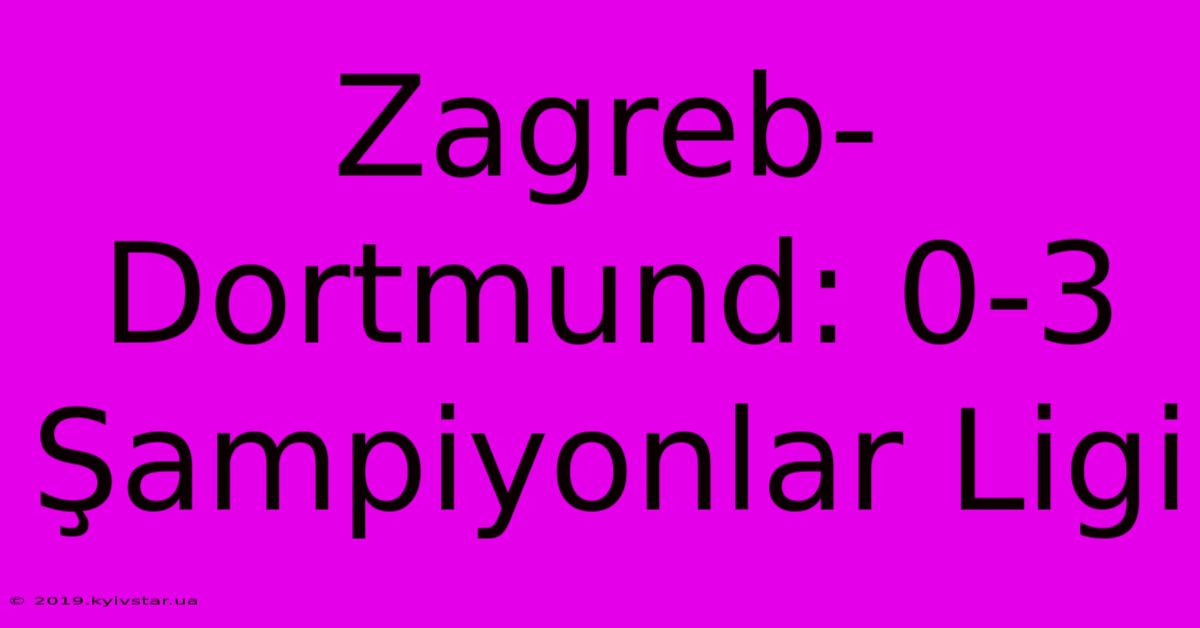 Zagreb-Dortmund: 0-3 Şampiyonlar Ligi