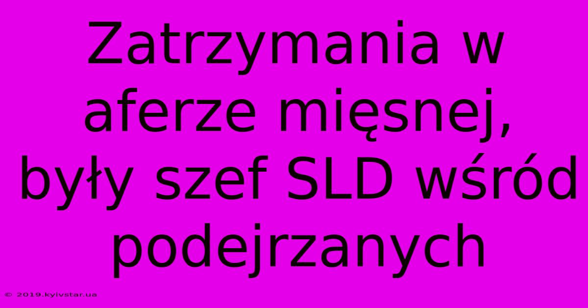 Zatrzymania W Aferze Mięsnej, Były Szef SLD Wśród Podejrzanych