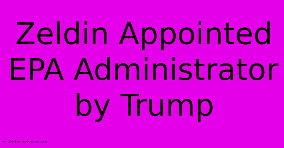 Zeldin Appointed EPA Administrator By Trump 