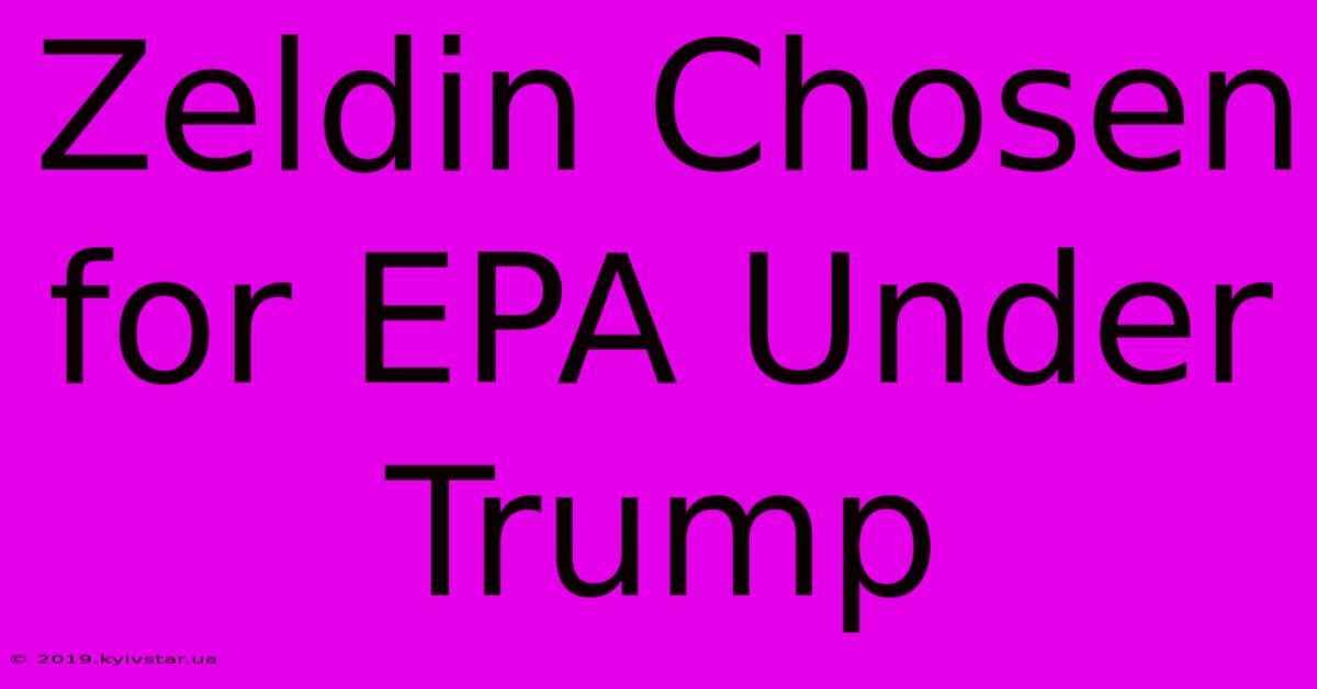 Zeldin Chosen For EPA Under Trump 