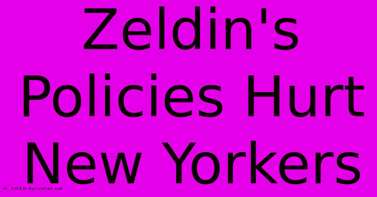 Zeldin's Policies Hurt New Yorkers