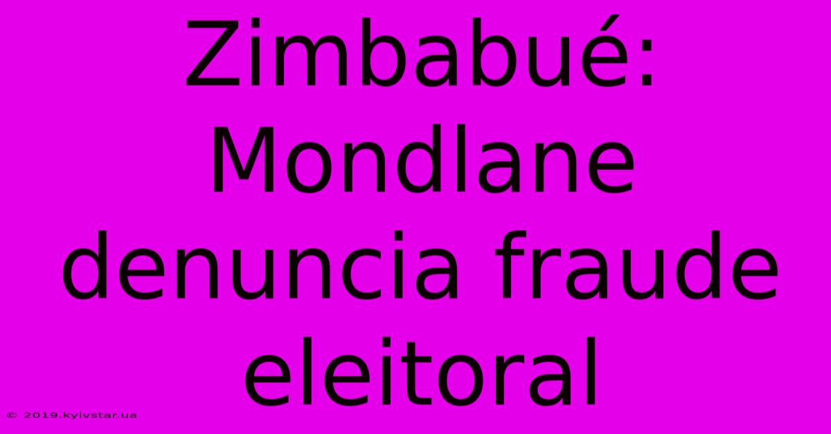 Zimbabué: Mondlane Denuncia Fraude Eleitoral