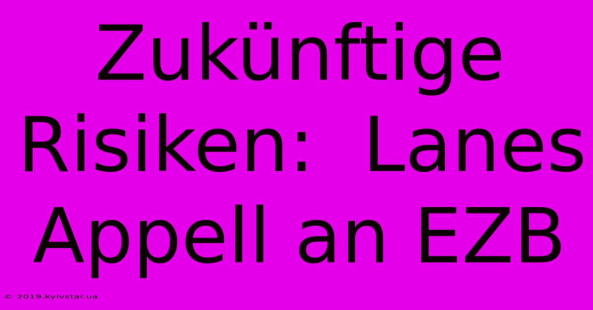 Zukünftige Risiken:  Lanes Appell An EZB