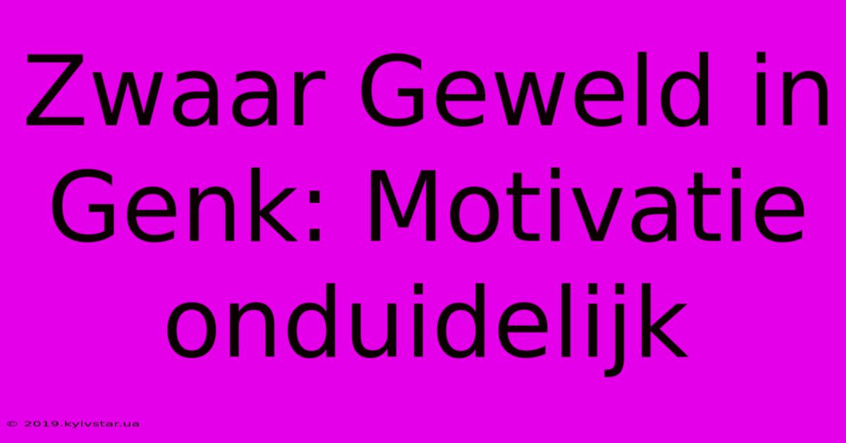 Zwaar Geweld In Genk: Motivatie Onduidelijk