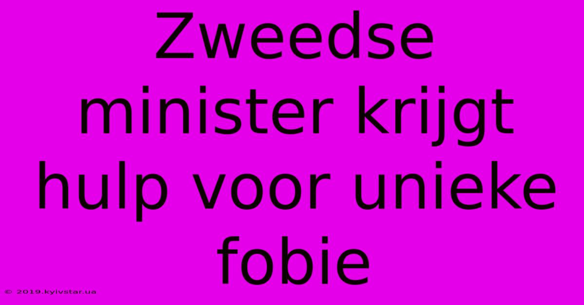 Zweedse Minister Krijgt Hulp Voor Unieke Fobie