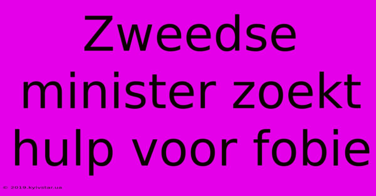 Zweedse Minister Zoekt Hulp Voor Fobie