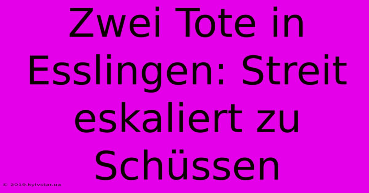 Zwei Tote In Esslingen: Streit Eskaliert Zu Schüssen