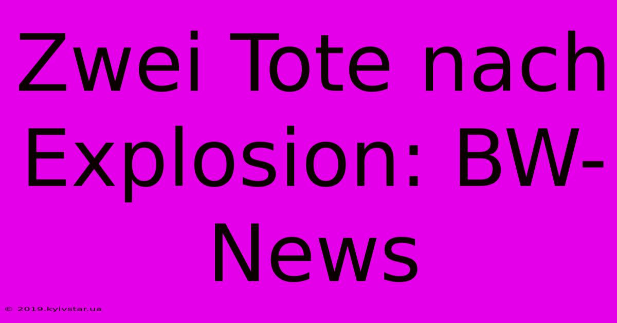 Zwei Tote Nach Explosion: BW-News